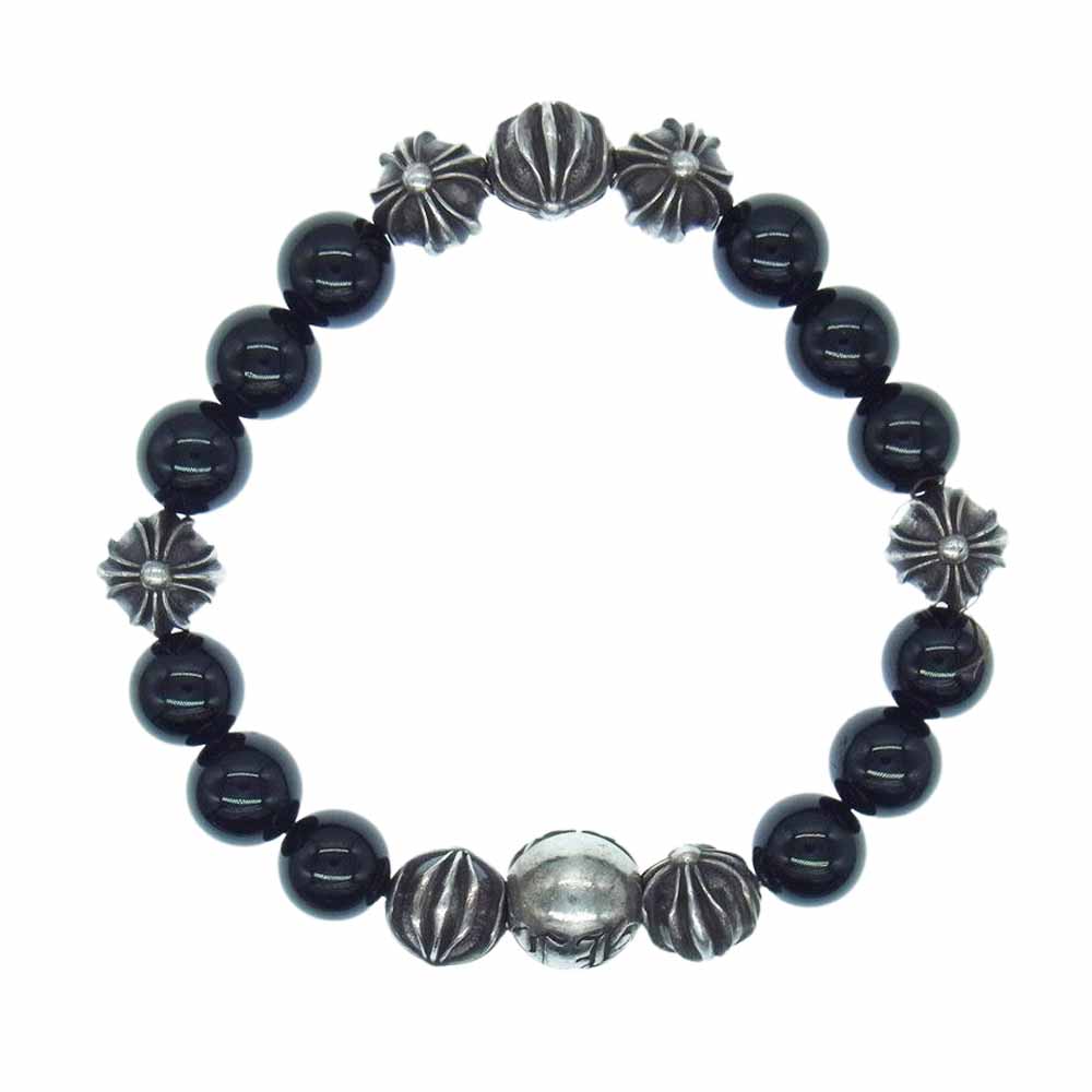 CHROME HEARTS クロムハーツ（原本無） BEAD 10mm ビーズ ブラックトルマリンビーズ ブレスレット【中古】