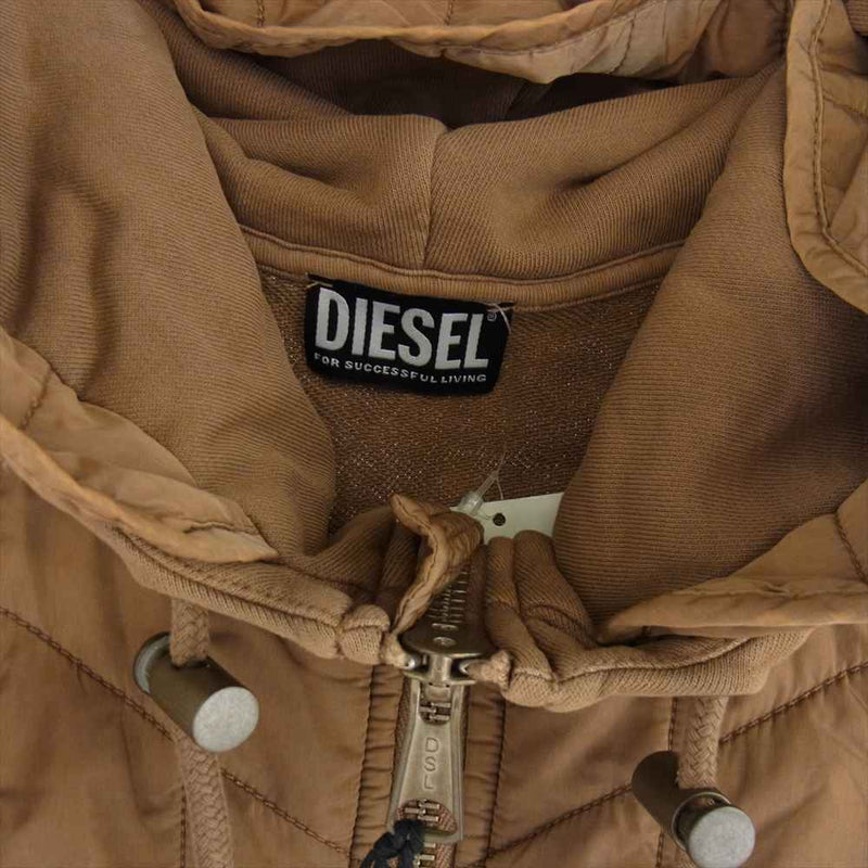 DIESEL ディーゼル A03403 0LCAL J-VESTER GIACCA ブルゾン 中綿 フードジャケット ジップアップ パーカー ブラウン系 L【中古】