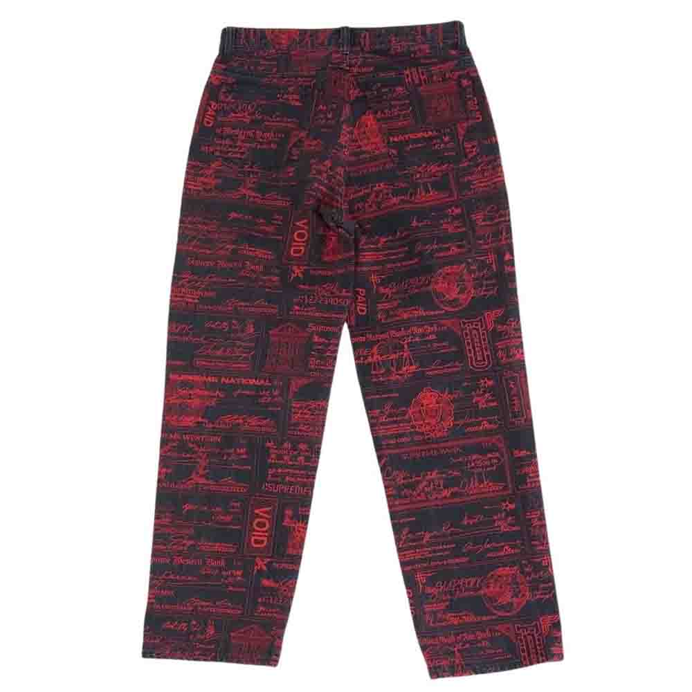 Supreme シュプリーム 20SS Checks Embroidered Jean 刺繍 エンブロイダリー ジーンズ デニムパンツ ブラック系 レッド系 30【中古】