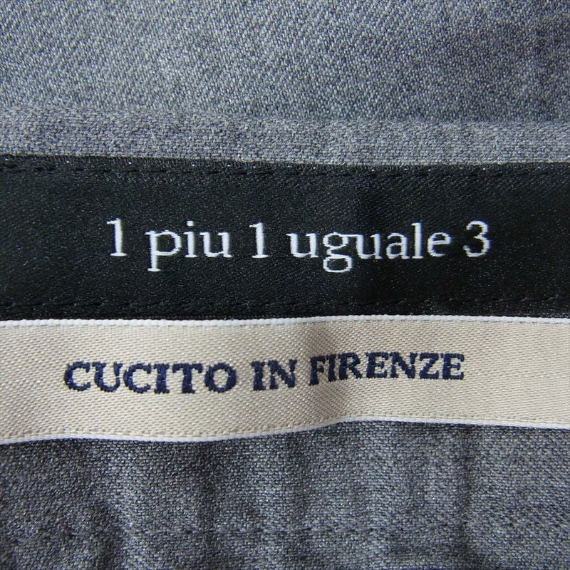 1piu1uguale3 ウノピュウノウグァーレトレ MRP186 WOL129 Giab's ARCHIVIO  EASY ITALY TROUSERS タック テーパード 裾ダブル スラックス パンツ グレー系 VI【中古】