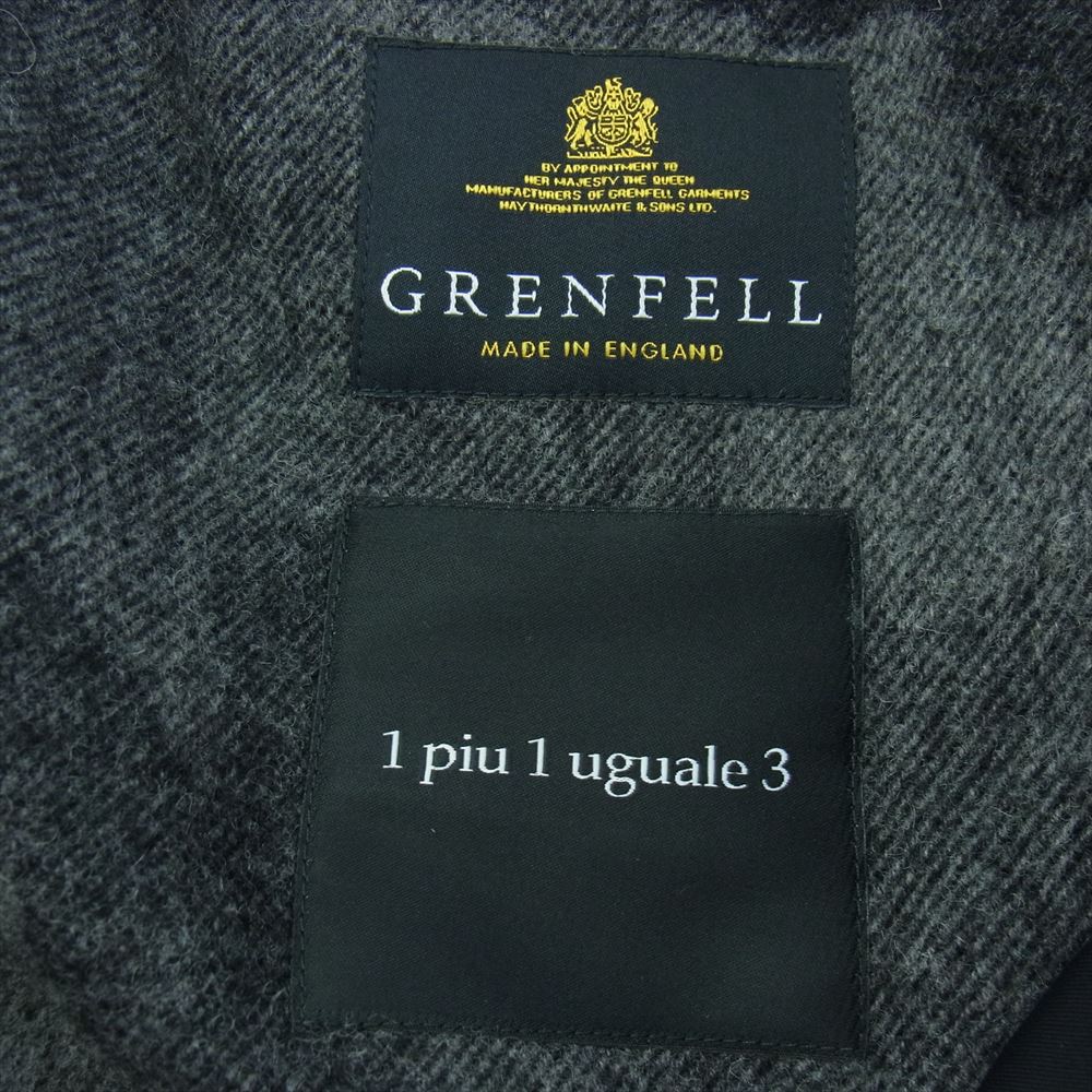 1piu1uguale3 ウノピュウノウグァーレトレ GRENFELL グレンフェル ライナー付き ステンカラー コート ブラック系 38【中古】