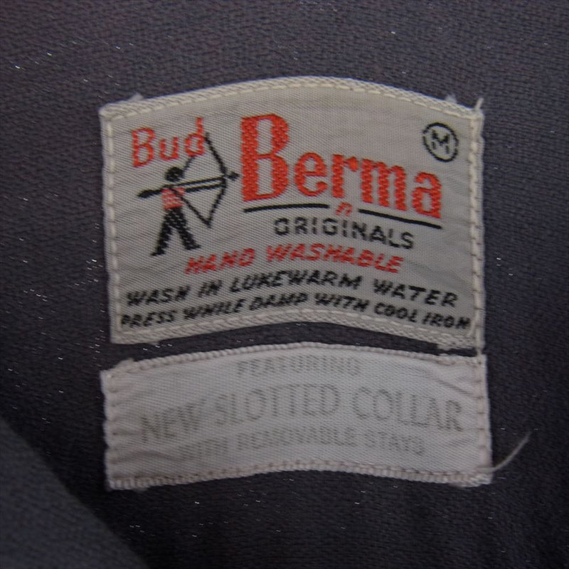 ヴィンテージ 50s 60s Bud Berma オープンカラー 長袖 シャツ グレー系 M【中古】