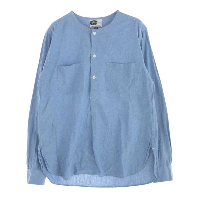 Engineered Garments エンジニアードガーメンツ ノーカラー プルオーバー シャンブレー シャツ ライトブルー系 M【中古】