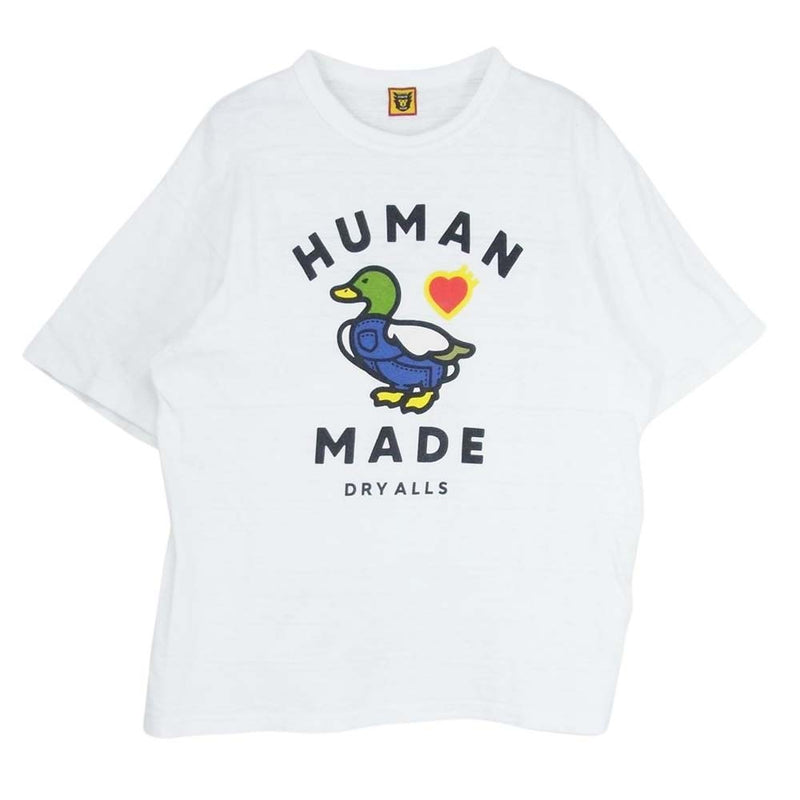 HUMAN MADE ヒューマンメイド THE FUTURE IS IN THE PAST バックプリント ダック ハート プリント ロゴ 半袖 Ｔシャツ ホワイト系 L【中古】