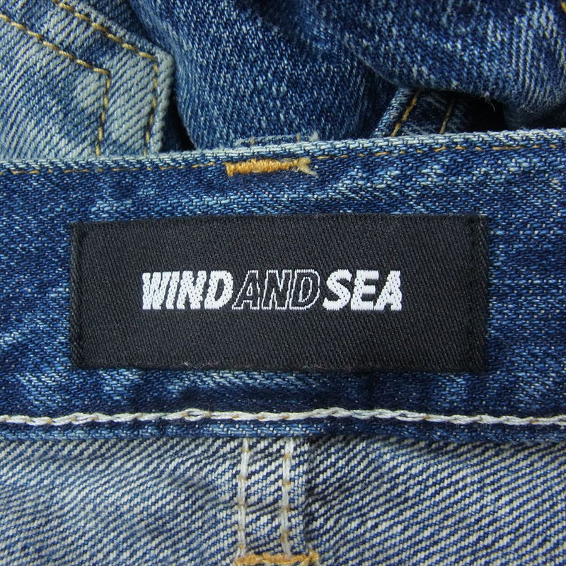 MINEDENIM マインデニム 24MND-WAS002 × WINDANDSEA  L.Straight 5pocket ウィンダンシー ダメージ加工 ストレート 5ポケット デニム パンツ インディゴブルー系 9【中古】