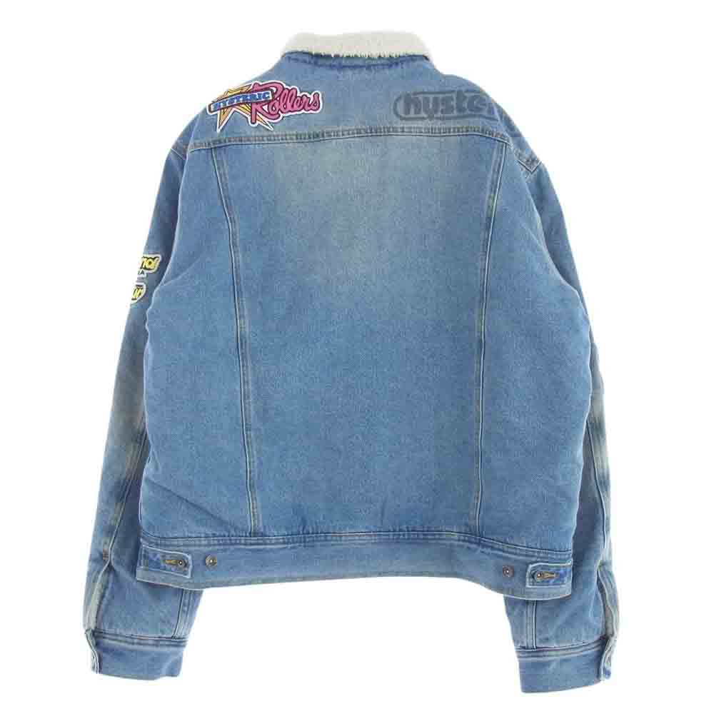 HYSTERIC GLAMOUR ヒステリックグラマー 23AW WDS-C-HYS-24-Q2-03 × WIND AND SEA WASHED DENIM JACKET ウィンダンシー ウォッシュド デニム ワッペン ボア ジャケット  ライトブルー系 M【中古】