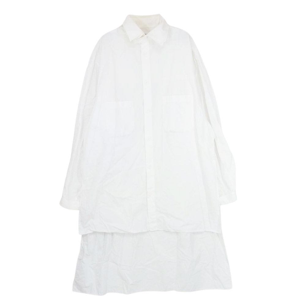 Yohji Yamamoto POUR HOMME ヨウジヤマモトプールオム 17AW HK-B45-027 二枚襟 ロゴ ロング 長袖 シャツ ホワイト系 2【中古】