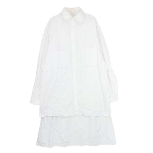 Yohji Yamamoto POUR HOMME ヨウジヤマモトプールオム 17AW HK-B45-027 二枚襟 ロゴ ロング 長袖 シャツ ホワイト系 2【中古】