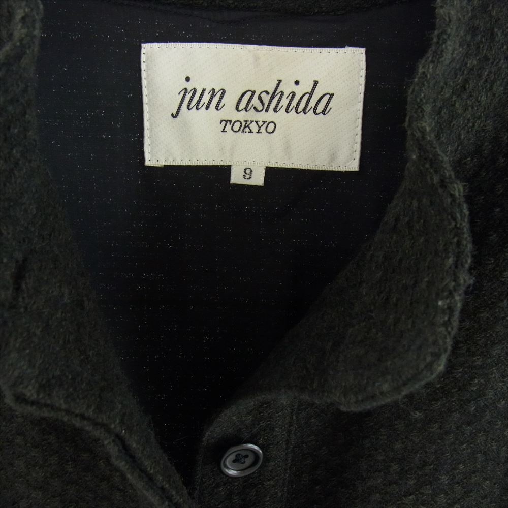 jun ashida ジュン アシダ P0606340 アクリル ウール ノーカラー 長袖 ワンピース ブラック系 9【中古】