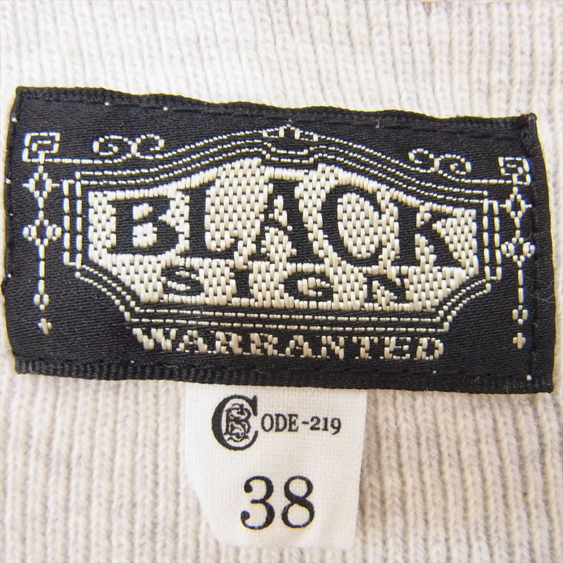 BLACK SIGN ブラックサイン ヘンリーネック 長袖 Tシャツ カットソー オフホワイト系 38【美品】【中古】