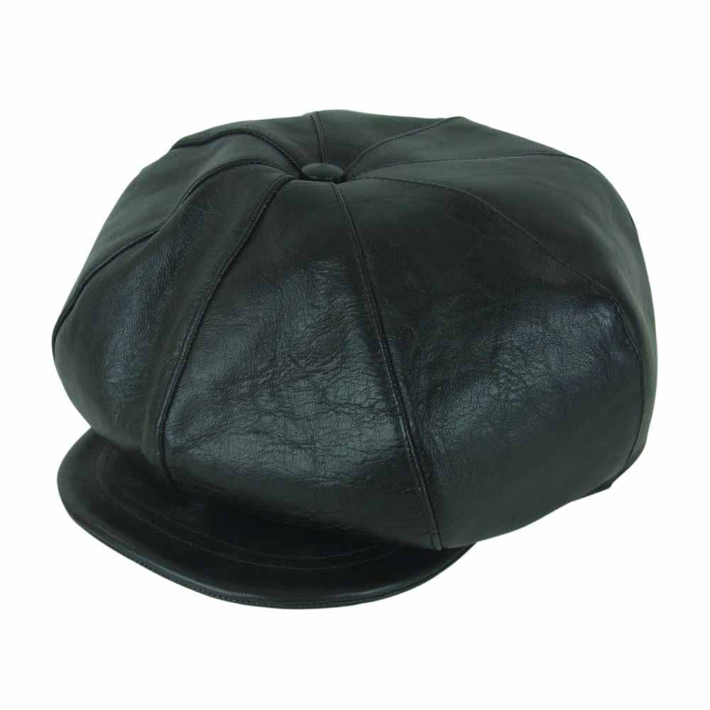 The REAL McCOY'S ザリアルマッコイズ HORSEHIDE NEWS BOY CAP ホースハイド ニュース ボーイ キャップ レザー 帽子 ブラック系 7.5【美品】【中古】