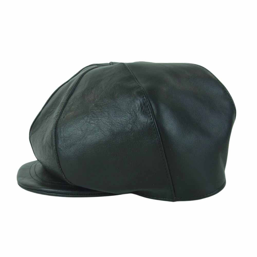 The REAL McCOY'S ザリアルマッコイズ HORSEHIDE NEWS BOY CAP ホースハイド ニュース ボーイ キャップ レザー 帽子 ブラック系 7.5【美品】【中古】