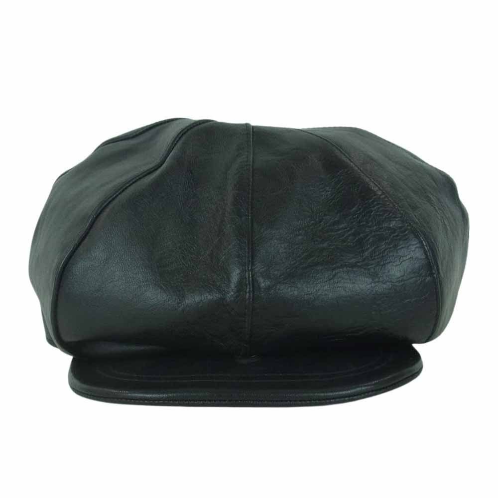 The REAL McCOY'S ザリアルマッコイズ HORSEHIDE NEWS BOY CAP ホースハイド ニュース ボーイ キャップ レザー 帽子 ブラック系 7.5【美品】【中古】