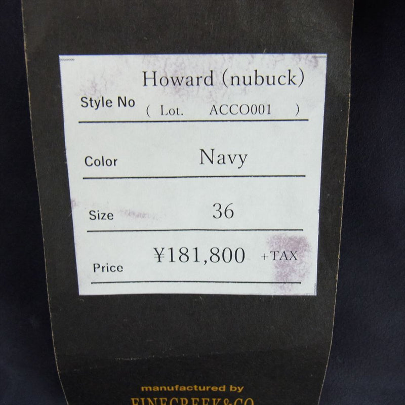 FINE CREEK LEATHERS ファインクリークレザー ACCO001 FINE CREEK ＆CO Howard Nubuck Navy ハワード ホースハイド レザー ピーコート ネイビー ネイビー系 36【新古品】【未使用】【中古】