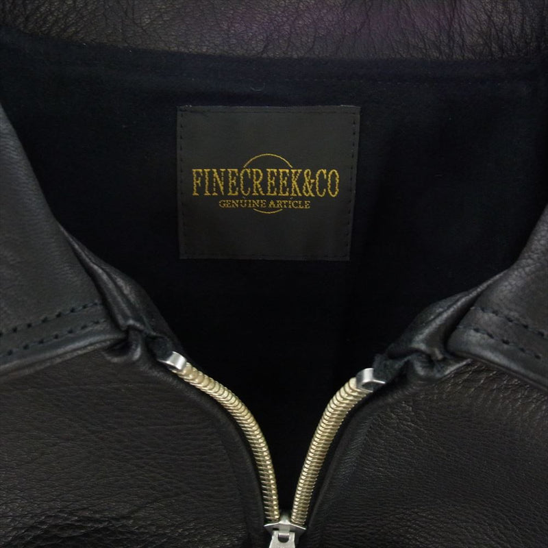 FINE CREEK LEATHERS ファインクリークレザー ACJK050 FINE CREEK ＆CO Lindbergh Deer Black リンドバーグ ワピチレザー フルベジタブルタンニン レザー ジャケット ブラック系 42【新古品】【未使用】【中古】