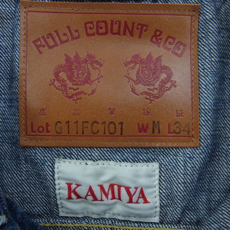 FULLCOUNT フルカウント G11FC101 × KAMIYA カミヤ Switching Denim Jacket スイッチング デニム ジャケット インディゴブルー系 M【極上美品】【中古】