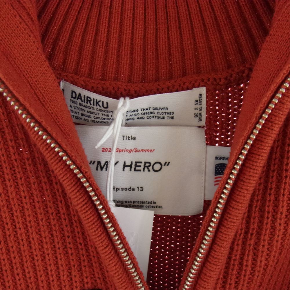 ダイリク 24SS 24SS K-6 HOLLYWOOD DRIVERS KNIT ハリウッド ジップアップ ドライバーズ ニット オレンジ系 ブラック系 L【中古】