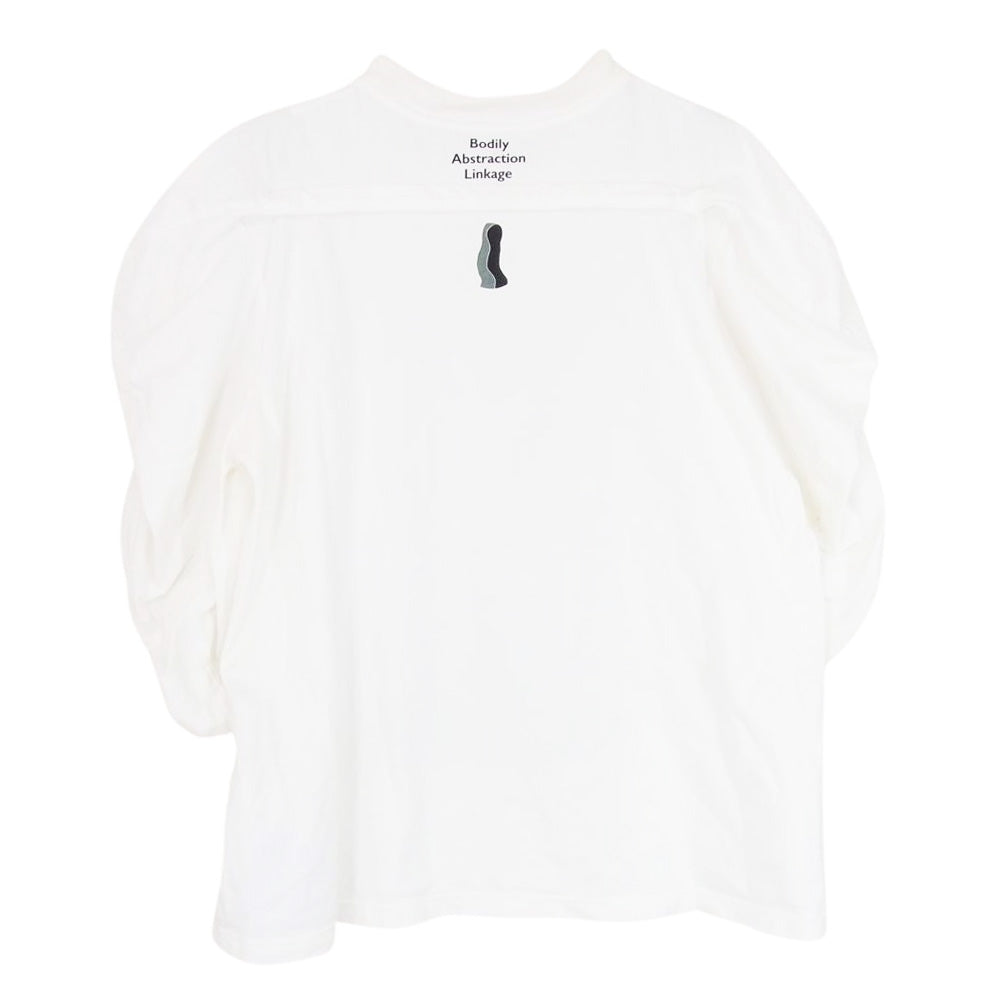 ISSEY MIYAKE イッセイミヤケ BODILY ABSTRACTION LINKAGE 袖変形 フロントプリント 七分袖 Tシャツ カットソー ホワイト系 2【中古】