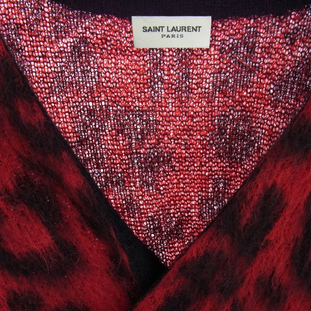 SAINT LAURENT サンローラン 13AW 331074 Y1CT1 ベイビー キャット モヘヤ ニット カーディガン レッド系【中古】