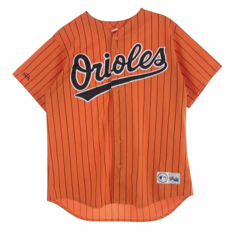 ユーズド Majestic MLB BALTIMORE ORIOLES Majestic MLB アメリカ製 ボルチモア オリオールズ ベースボール シャツ  オレンジ系 XL【中古】