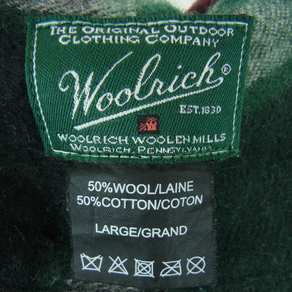 WOOLRICH ウールリッチ タータンチェック リバーシブル バケット ハット ウール グリーン系 グレー系 L【中古】