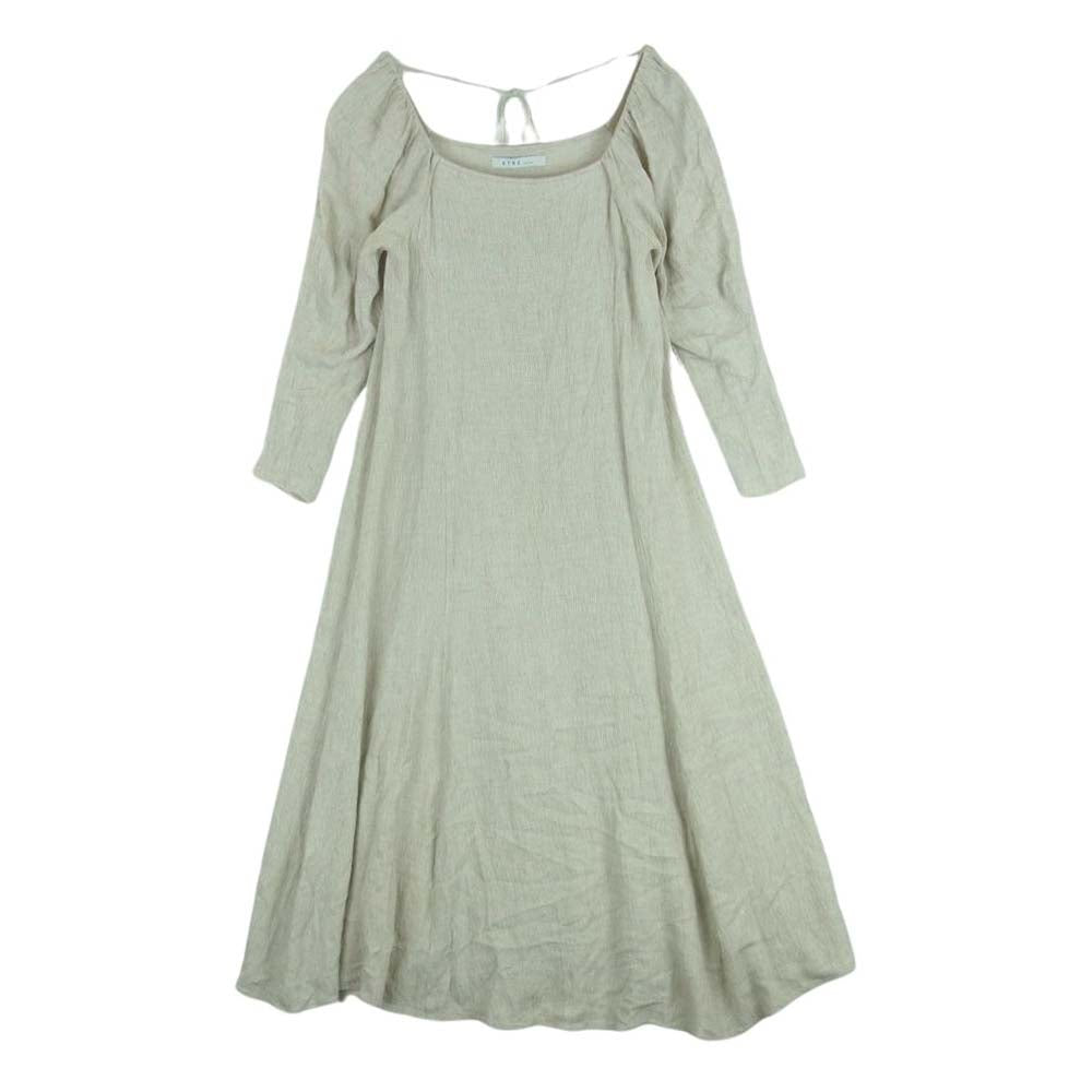 エトレトウキョウ 1220530069-0 コットン リネン スクエア ネック 7分丈 ワンピース グレイッシュベージュ系 F【中古】