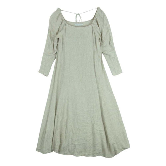 エトレトウキョウ 1220530069-0 コットン リネン スクエア ネック 7分丈 ワンピース グレイッシュベージュ系 F【中古】