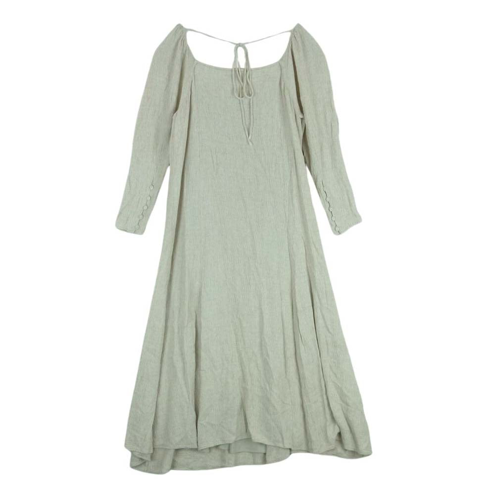 エトレトウキョウ 1220530069-0 コットン リネン スクエア ネック 7分丈 ワンピース グレイッシュベージュ系 F【中古】