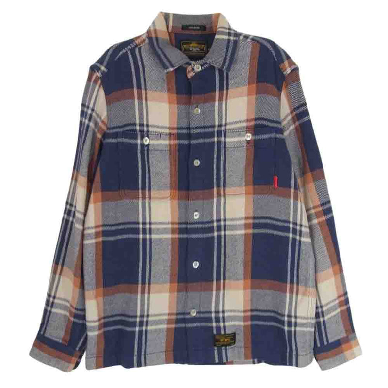 WTAPS ダブルタップス 12AW 122GWDT-SHM04 UNION L/S SHRTS COTTON TEXTILE ユニオン 長袖 ネル シャツ ネイビー系 S【中古】