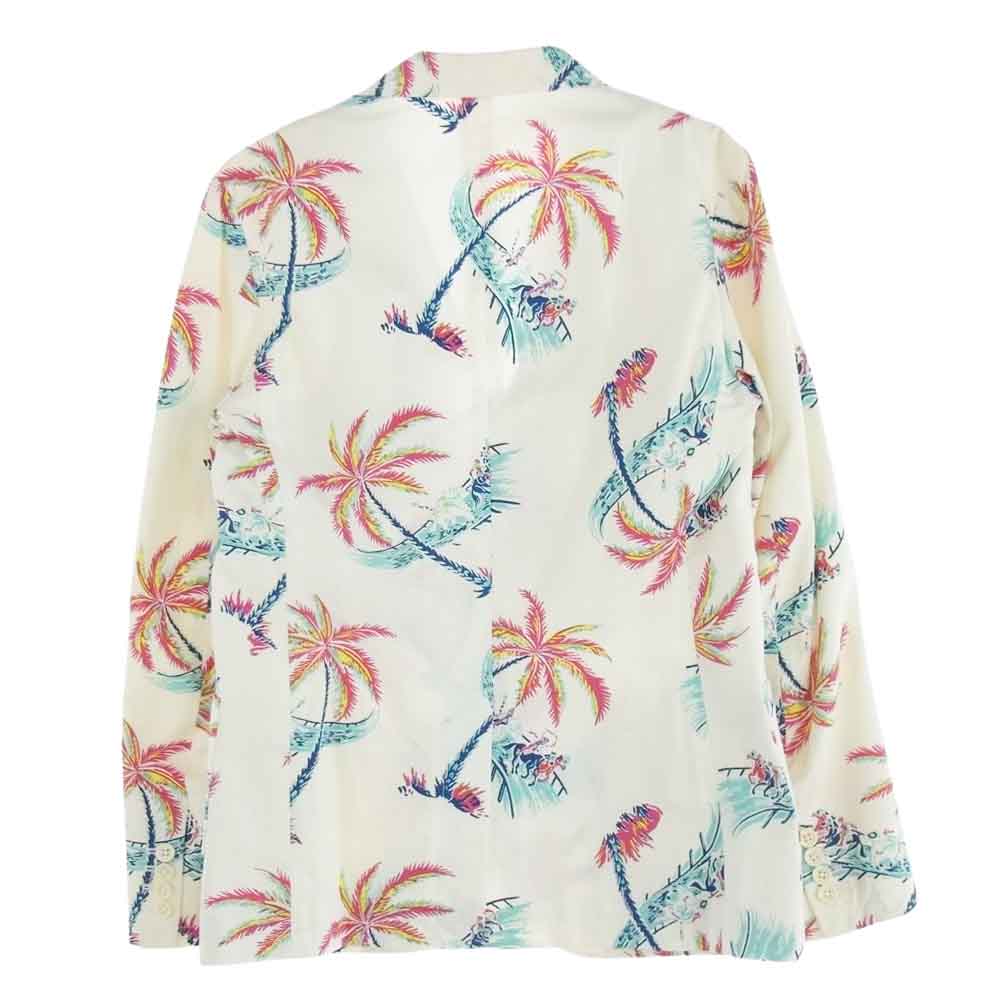 WACKO MARIA ワコマリア 13SS-CO-JK02 COTTON HORCE RACING JKT ホースレーシングプリント 総柄 2B テーラード ジャケット ホワイト系 S【中古】