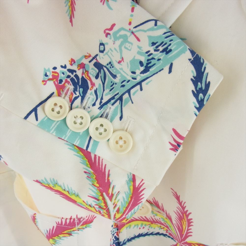 WACKO MARIA ワコマリア 13SS-CO-JK02 COTTON HORCE RACING JKT ホースレーシングプリント 総柄 2B テーラード ジャケット ホワイト系 S【中古】