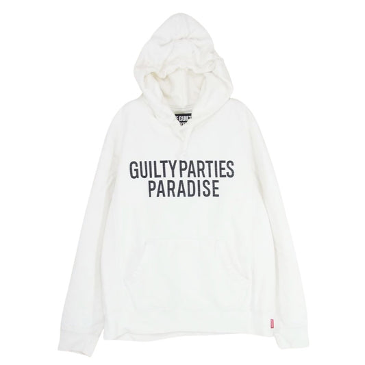 WACKO MARIA ワコマリア GUILTY PARTIES プリント プルオーバー スウェット パーカー ホワイト系 S【中古】