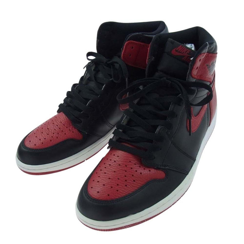 NIKE ナイキ 555088-001 フェイクバスターズ鑑定済 Air Jordan 1 Retro High OG Bred エアジョーダン 1 レトロ ハイ OG ブレッド スニーカー レッド系 ブラック系 30cm【新古品】【未使用】【中古】