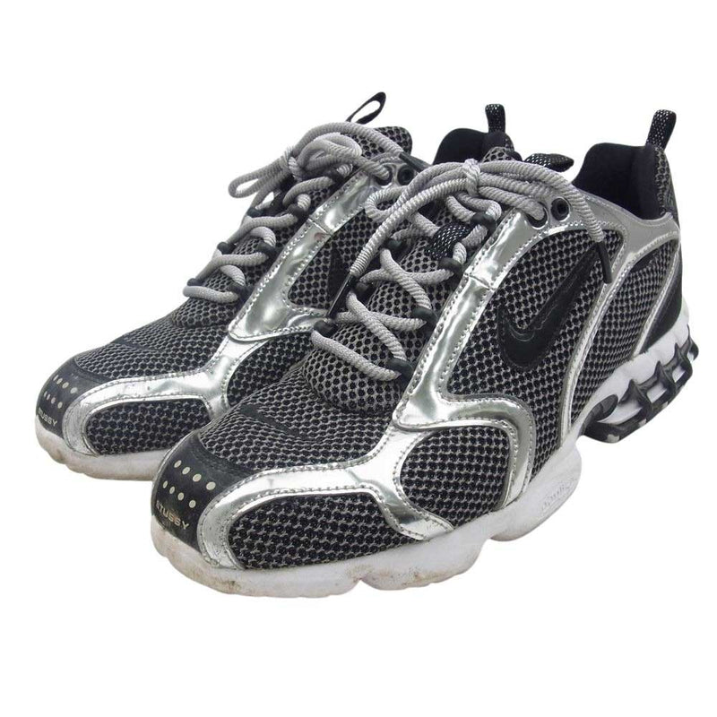 NIKE ナイキ CU1854-001 × STUSSY ステューシー AIR ZOOM SPIRIDON CAGED PURE PLATINUM/BLACK-WHITE エアズーム スピリドン ゲージド ピュアプラチナム/ブラック-ホワイト シルバー系 ブラック系 27cm【中古】