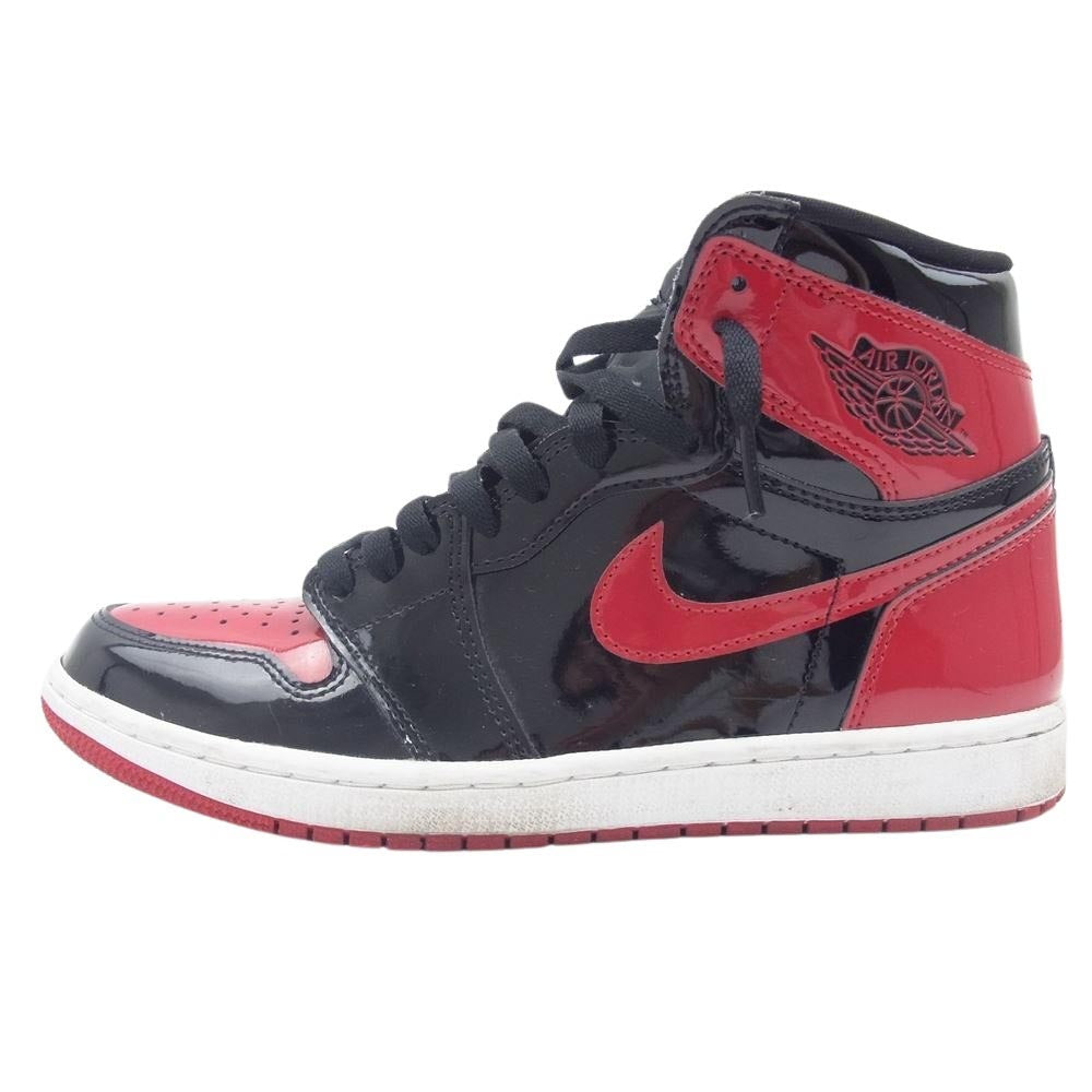 NIKE AIR JORDAN ナイキ ジョーダン 555088-063 AIR JORDAN 1 RETRO HIGH OG PATENT BRED エアジョーダン レトロ ハイ オージー パテント ブレッド ハイカット スニーカー ブラック系 レッド系 27cm【中古】