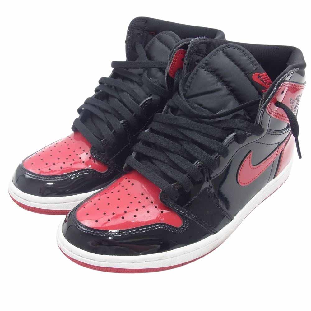 NIKE AIR JORDAN ナイキ ジョーダン 555088-063 AIR JORDAN 1 RETRO HIGH OG PATENT BRED エアジョーダン レトロ ハイ オージー パテント ブレッド ハイカット スニーカー ブラック系 レッド系 27cm【中古】