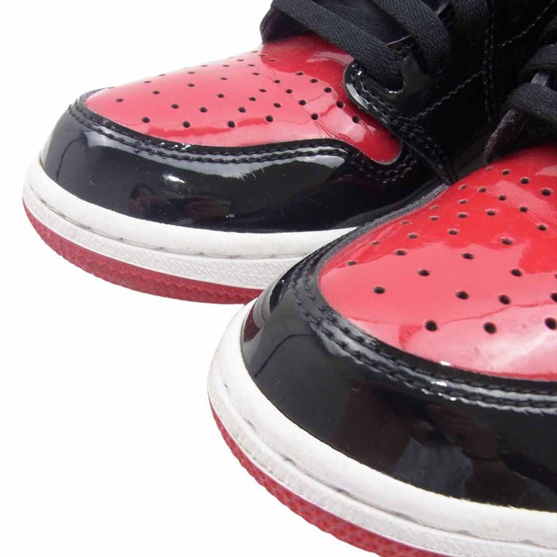 NIKE AIR JORDAN ナイキ ジョーダン 555088-063 AIR JORDAN 1 RETRO HIGH OG PATENT BRED エアジョーダン レトロ ハイ オージー パテント ブレッド ハイカット スニーカー ブラック系 レッド系 27cm【中古】