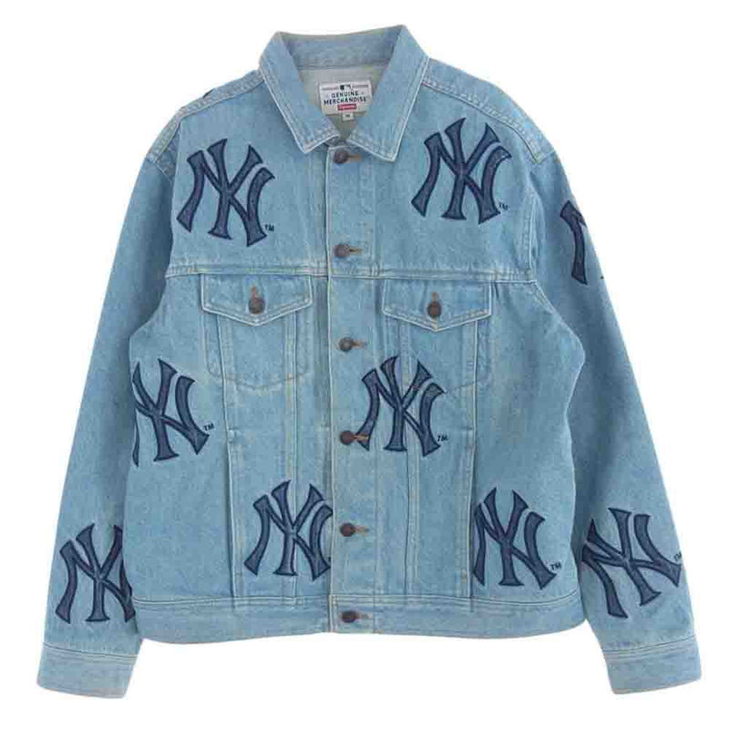 Supreme シュプリーム 21AW New York Yankees Denim Trucker Jacket ニューヨーク ヤンキース デニム トラッカー ジャケット インディゴブルー系 M【中古】