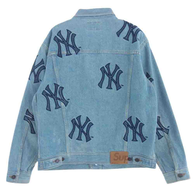 Supreme シュプリーム 21AW New York Yankees Denim Trucker Jacket ニューヨーク ヤンキース デニム トラッカー ジャケット インディゴブルー系 M【中古】