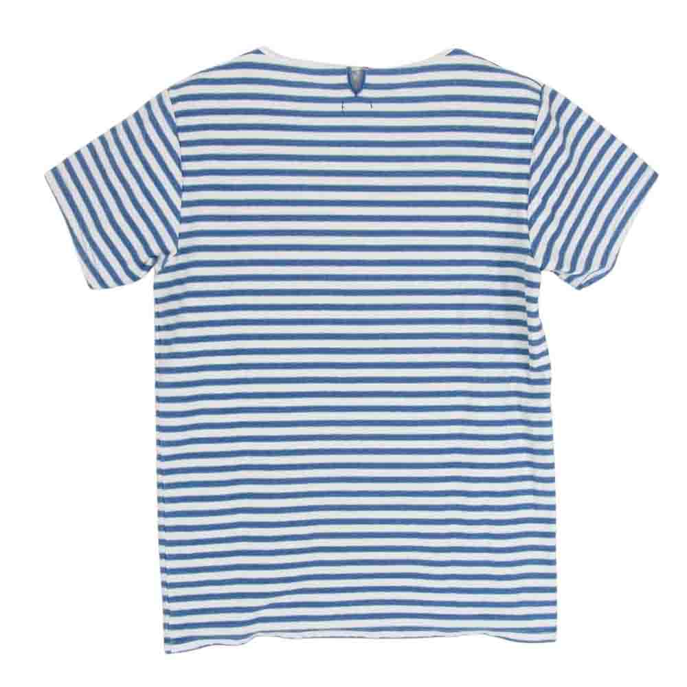 VISVIM ビズビム 15SS 0115105010021 BORDER CREW INDIGO S/S インディゴ ボーダー カットソー Tシャツ ブルー系 ホワイト系 2【中古】