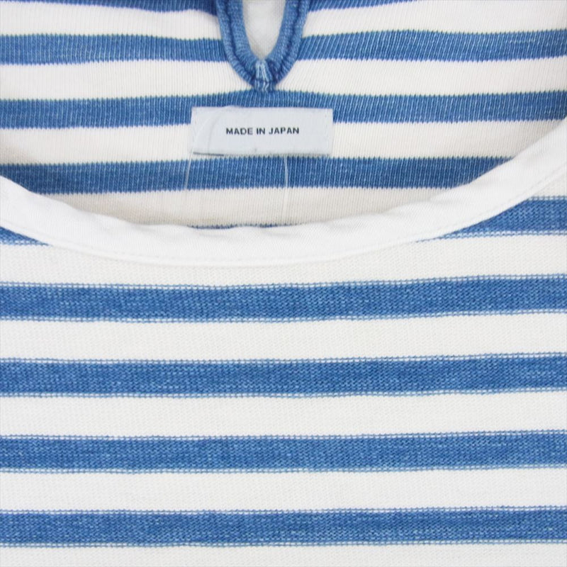 VISVIM ビズビム 15SS 0115105010021 BORDER CREW INDIGO S/S インディゴ ボーダー カットソー Tシャツ ブルー系 ホワイト系 2【中古】