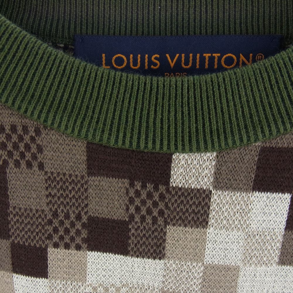 LOUIS VUITTON ルイ・ヴィトン 24SS  RM241 AUR HQN72W ダモフラージュ コットン ジャガード クルーネック ニット セーター グリーン系 M【中古】