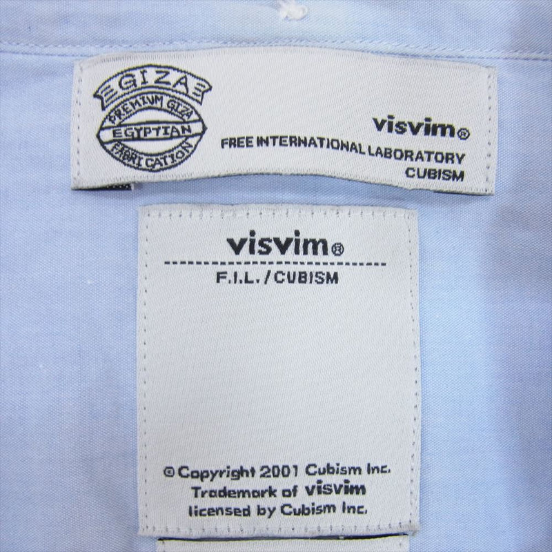 VISVIM ビズビム 12AW 0112205011014 ADOBE B.D. PIZI L/S GIZA コットン ブロード 裾切替 花柄 パイピング 長袖 ボタンダウン シャツ ライトブルー系 1【中古】