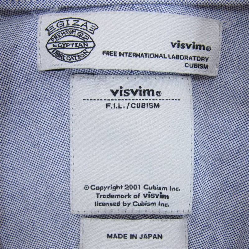 VISVIM ビズビム 12AW 0112105011005 ALBACORE KOFU SHIRT B.D L/S GIZA コットン オックスフォード 切替 チェック 長袖 ボタンダウン シャツ 1【中古】