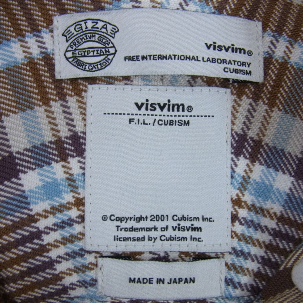 VISVIM ビズビム 0113205011016 JUNEAU WELD CHECK L/S サークル ジップポケット コットン チェック 長袖 ボタンダウン シャツ ブラウン系 1【中古】