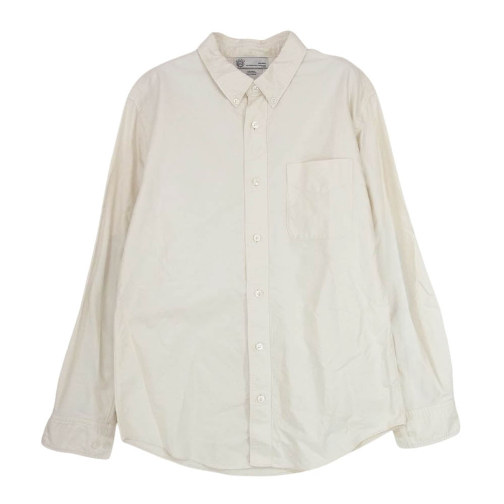 VISVIM ビズビム 13SS 0113105011005 ALBACORE KOFU SHIRT B.D L/S GIZA コットン オックスフォード 切替 チェック 長袖 ボタンダウン シャツ ホワイト オフホワイト系 1【中古】