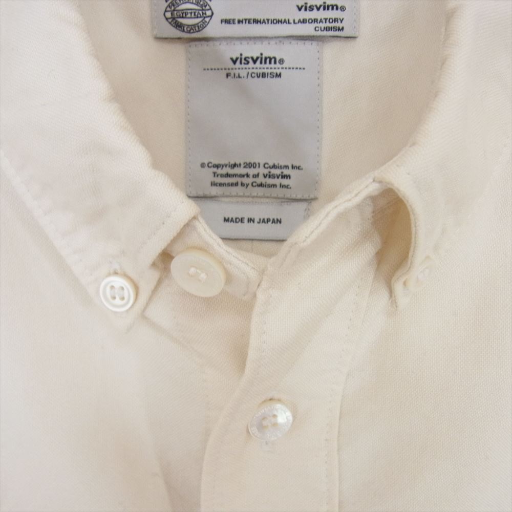 VISVIM ビズビム 13SS 0113105011005 ALBACORE KOFU SHIRT B.D L/S GIZA コットン オックスフォード 切替 チェック 長袖 ボタンダウン シャツ ホワイト オフホワイト系 1【中古】