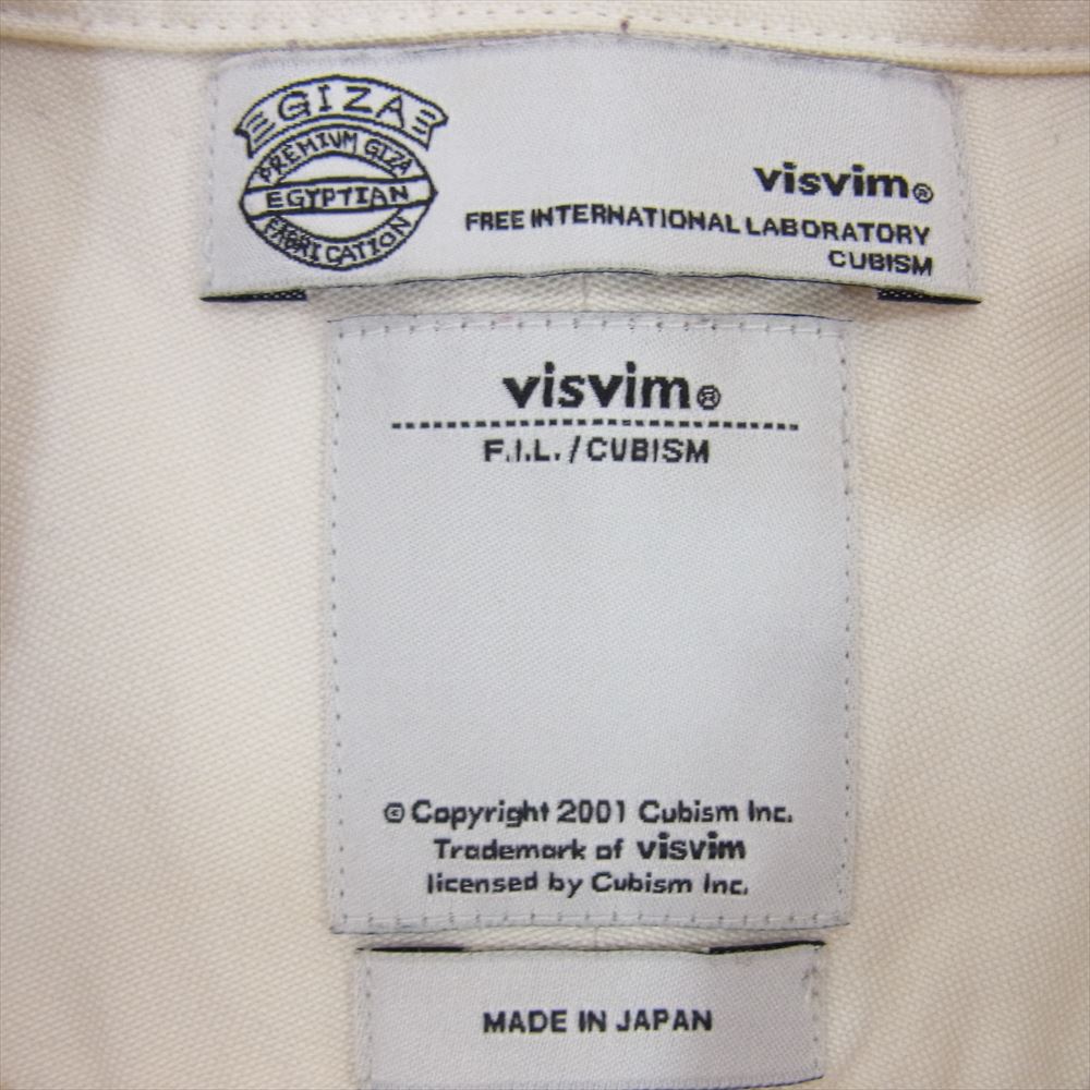 VISVIM ビズビム 13SS 0113105011005 ALBACORE KOFU SHIRT B.D L/S GIZA コットン オックスフォード 切替 チェック 長袖 ボタンダウン シャツ ホワイト オフホワイト系 1【中古】