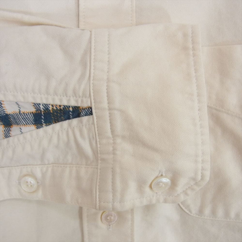 VISVIM ビズビム 13SS 0113105011005 ALBACORE KOFU SHIRT B.D L/S GIZA コットン オックスフォード 切替 チェック 長袖 ボタンダウン シャツ ホワイト オフホワイト系 1【中古】