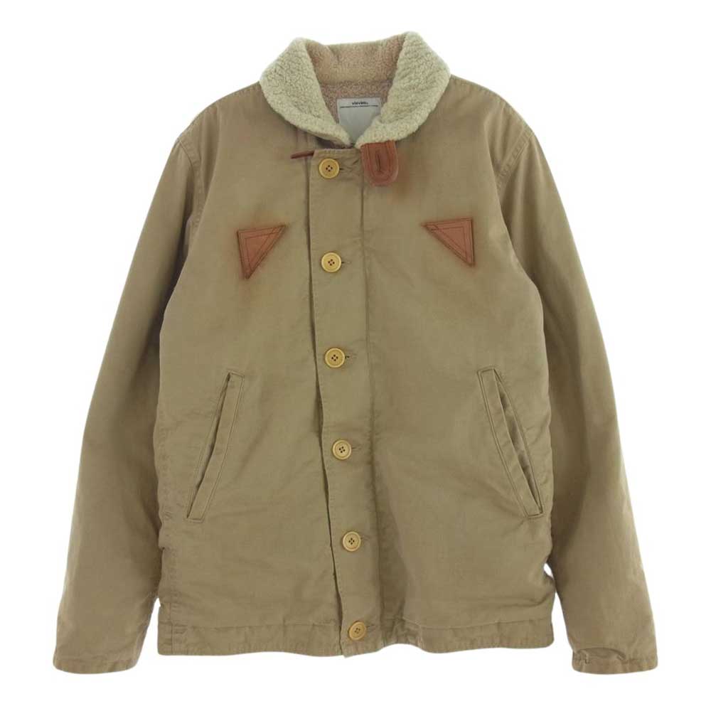 VISVIM ビズビム VS0001576　 DECKHAND JKT WIND STOPPER 襟ムートン 裏ボア ジップアップ N-1 デッキジャケット ベージュ系 M【中古】